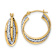 14k Two-tone Polished 3/4" Textured Hoop Earrings