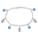 Children's Blue Enamel Heart and Angel Charm Bracelet in Sterling Silver