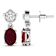 1.70ctw 14K White Gold  Red Ruby and White Diamond Halo Earrings