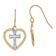 14k Two-tone Textured Cross in Heart Dangle Earrings
