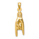 14k Yellow Gold 3D Textured Rock On Sign Charm