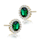 Emerald Color CZ Halo Stud Earrings In 14K Gold Over Sterling Silver