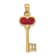 14k Yellow Gold Polished 3D Red Enameled Heart Key Charm