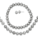 Rhodium Over Sterling Silver 7-8mm Gray Freshwater Pearl Earring
Bracelet Necklace Set