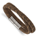 Brown Leather and Stainless Steel Polished 14.75-inch Wrap Bracelet