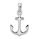 Rhodium Over Sterling Silver Polished 3D Anchor Pendant