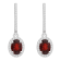 7x5mm Oval Garnet 1/3 ctw Diamond Rhodium Over Sterling Silver Halo
Dangle Earrings