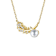 CZ And Pearl Simulant Fern Leaf Pendant Necklace In 14K Gold Over Brass