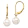 10k Yellow Gold 7-8mm White Round Freshwater Cultured Pearl Dangle Earrings