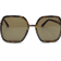 Gucci Brown Tortoise Square Frame / Brown Lens Sunglasses