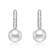 Pear Shape CZ And Pearl Simulant Drop Earrings In Sterling Silver