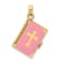 14K Yellow Gold 3D Pink Enameled Lord's Prayer Bible Pendant