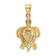14K Yellow Gold Polished Created Blue Opal Turtle Pendant