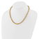 14K Yellow Gold Polished and Grooved Fancy Oval Link Necklace