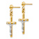 14k Two-tone Crucifix Dangle Earrings