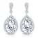 Pear Shape CZ Halo Drop Earrings In Sterling Silver
