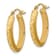 14k Yellow Gold 7/8" Polished Satin and Diamond-Cut Oval Hoop Earrings
