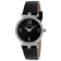 Mathey Tissot Women's Gaia Black Dial, White Bezel, Black Leather Strap Watch
