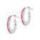 Sterling Silver Pink Enamel Hoop Round Earrings
