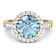 Round Blue Aquamarine and Diamond 14K Yellow Gold Halo Ring 3.29 ctw
