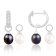 7-8mm White Black Cultured Freshwater Pearl and Cubic Zirconia Rhodium
Over Sterling Silver Earrings
