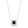 Rachel Zoe Green CZ Halo Pendant Necklace in Rhodium Over Sterling Silver