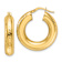 14k Yellow Gold Polished and Diamond-Cut 1 1/16" Round Hoop Earrings