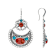 Red Sponge Coral And Turquoise Dangle Earrings In Rhodium Over Brass