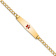 14k Yellow Gold Medical Soft Diamond Shape Red Enamel Curb Link ID Bracelet