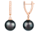 10-11mm Round Tahitian pearl earrings with .105CT DTW in 14k rose gold