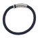 Blue Leather and Stainless Steel Polished 8.25-inch Bracelet