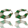 Gold Tone Green and White Enamel Earring