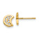 14k Yellow Gold Polished Cubic Zirconia Moon Stud Earrings