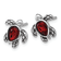 Rhodium Over Sterling Silver Antiqued Crystal Birthstone Turtle Earrings