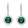 Emerald Color CZ Halo Drop Earrings In Sterling Silver