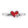 Rhodium Over Sterling Silver Red Enameled Double Heart Children's Ring