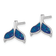 Rhodium Over Sterling Silver Polished Enameled Whale's Tail Dangle Earrings