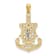 14K Yellow Gold with Rhodium Polished Mariners Crucifix Pendant