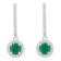 5mm Round Emerald 1/4 ctw Diamond Rhodium Over Sterling Silver Halo
Dangle Earrings