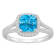 7mm Cushion Blue Topaz 1/4 ctw Diamond Rhodium Over Sterling Silver Halo Ring