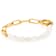 Paperclip And Cultured Pearl Strand Bracelet In Gold-Tone 7.5mm
