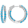 Turquoise Inside Outside Hoop Earrings in Rhodium Over Sterling Silver