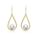 Twisted Teardrop Pearl Drop Earrings In 14K Gold Over Brass