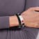 Black Leather and Stainless Steel Polished Enamel Wrap Medical
Adjustable Bracelet