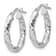 Rhodium Over Sterling Silver Polished and Textured Twisted Oval Hoop Earrings