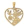 14K Yellow Gold Enameled Hummingbird with Flowers Heart Pendant