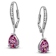 Pink CZ Teardrop Drop Earrings In Sterling Silver
