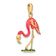 14k Yellow Gold Multi-color Enameled 3D Pink Flamingo Pendant