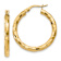 14k Yellow Gold Polished and Textured 1 1/16" Hoop Earrings