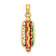 14k Yellow Gold 3D Multi-Color Enamel Hot Dog with Bun Charm